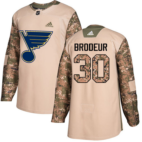 Adidas Blues #30 Martin Brodeur Camo Authentic Veterans Day Stitched NHL Jersey